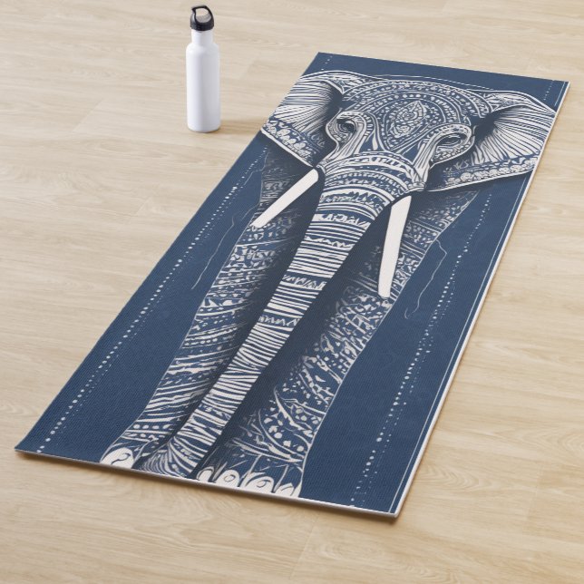 Intricate Indigo Mandala Elephant Spiritual Yoga M Yoga Mat (In Situ)