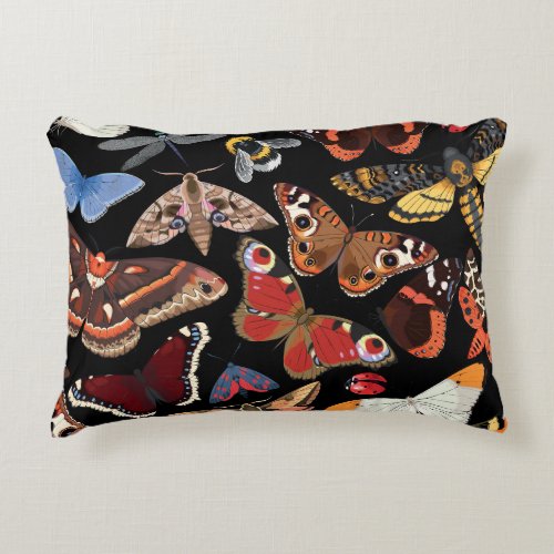 Intricate Insects Seamless Natural Pattern Accent Pillow