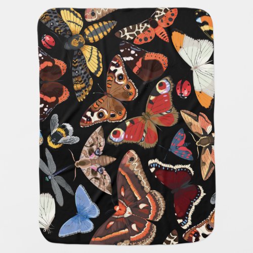 Intricate Insects Seamless Natural Pattern Baby Blanket