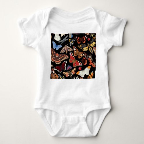 Intricate Insects Seamless Natural Pattern Baby Bodysuit