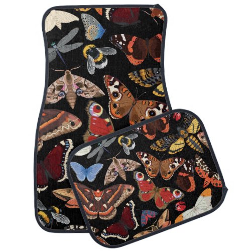 Intricate Insects Seamless Natural Pattern Car Floor Mat