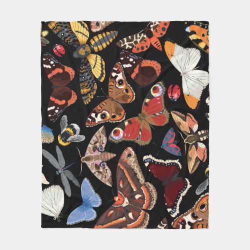 Intricate Insects Seamless Natural Pattern Fleece Blanket