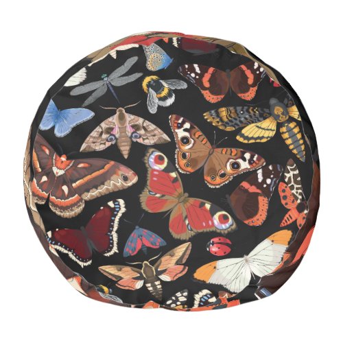 Intricate Insects Seamless Natural Pattern Pouf
