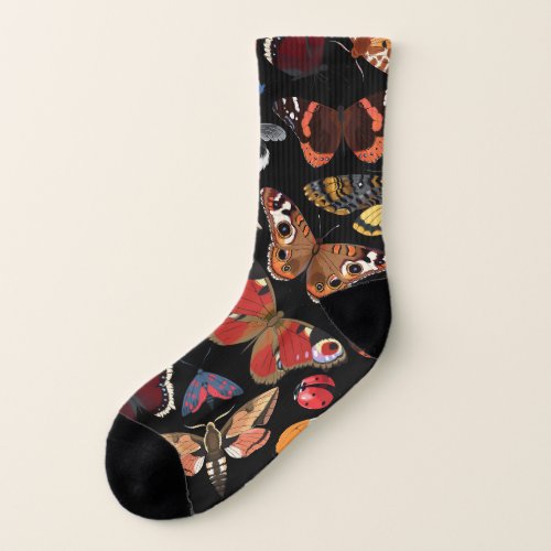 Intricate Insects Seamless Natural Pattern Socks