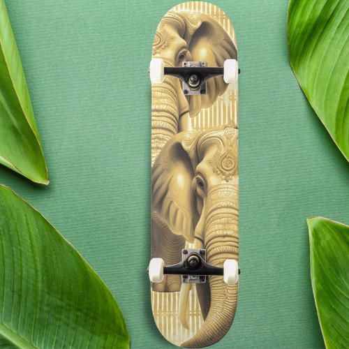 Intricate jumbos ornate elephant pair skateboard