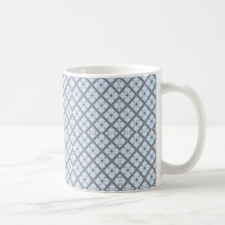 Intricate Lattice Pattern in White and Brown Coffee Mug