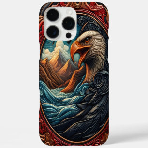 Intricate Leather Carving of an Eagle and Nature iPhone 16 Pro Max Case
