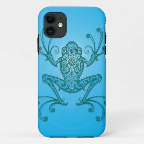Intricate Light Blue Tree Frog iPhone 11 Case