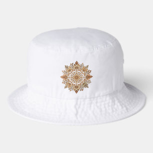 Intricate Mandala Floral Brown Tones Art Bucket Hat