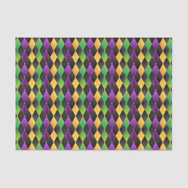 Intricate Mardi Gras Colors Diamond Argyle Tissue Paper (Front)
