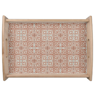 Intricate Medieval Tiles - Clay Red 2 Serving Tray