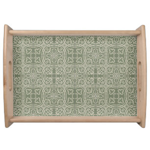 Intricate Medieval Tiles - Moss Green 1 Serving Tray