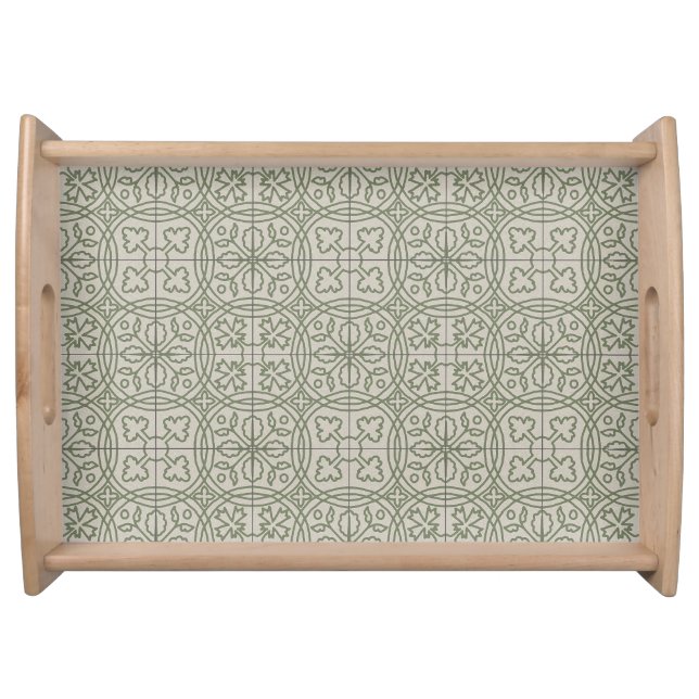 Intricate Medieval Tiles - Moss Green 2 Serving Tray (Front)