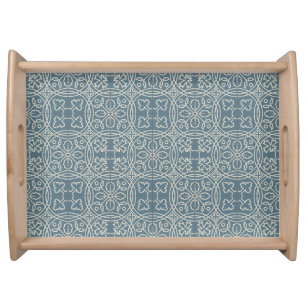 Intricate Medieval Tiles - Slate Blue 1 Serving Tray