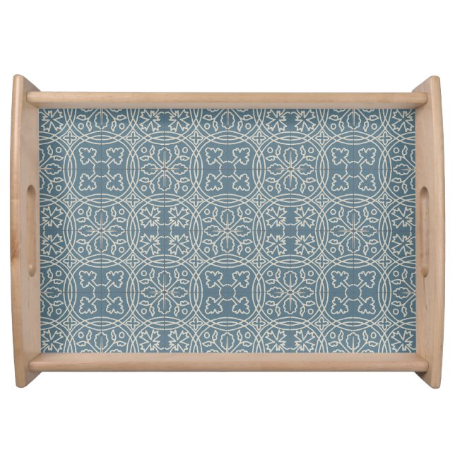 Intricate Medieval Tiles - Slate Blue 1 Serving Tray (Front)