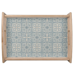 Intricate Medieval Tiles - Slate Blue 2 Serving Tray