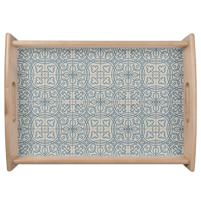 Intricate Medieval Tiles - Slate Blue 2 Serving Tray (Front)