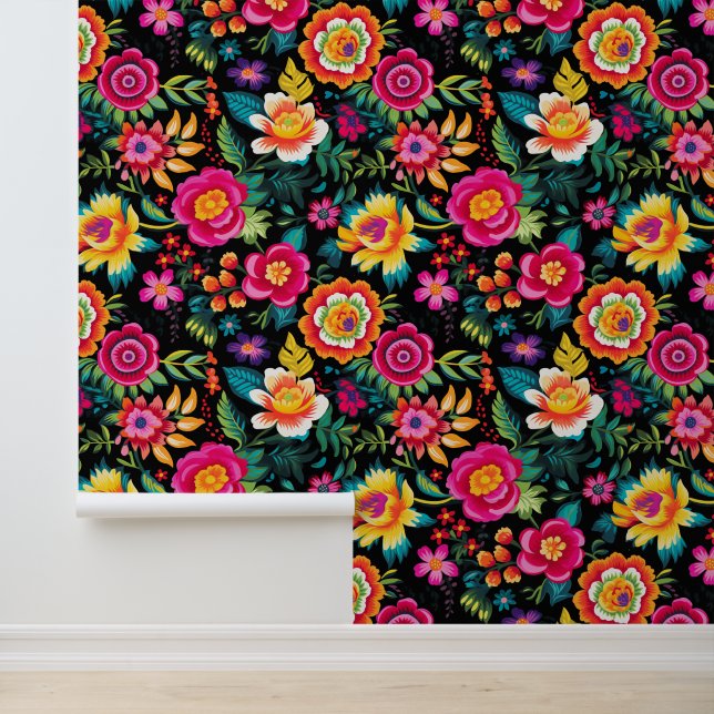 Intricate Mexican folklore blooms Wallpaper (Application)