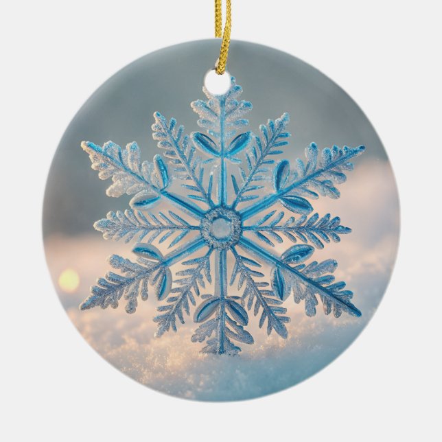 Intricate Nordic Snowflake Mandala Ceramic Ornament (Front)