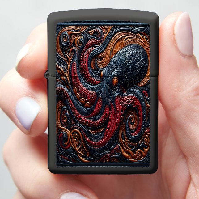 Intricate Octopus: Art in Motion Zippo Lighter (In Hand)