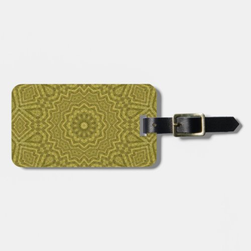 Intricate Olive and Gold Geometric Mandala Luggage Tag