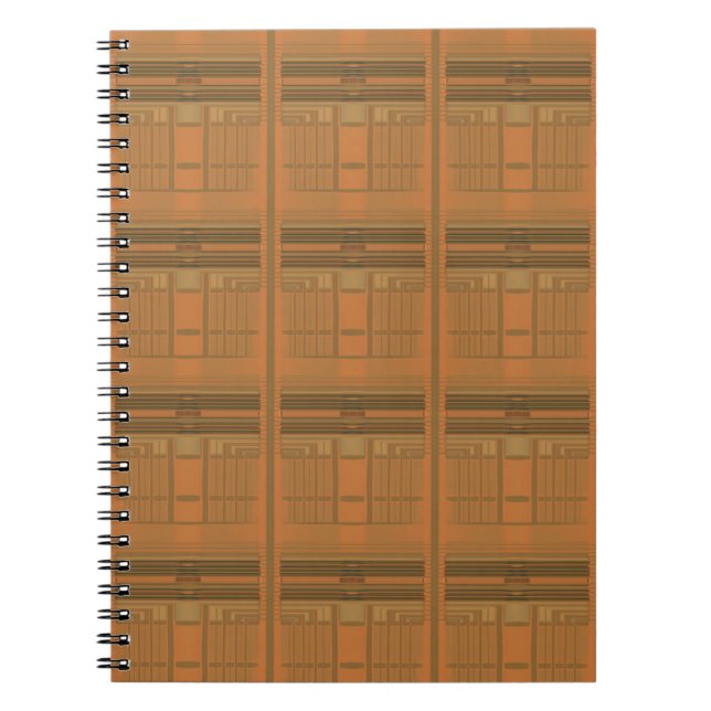 Intricate Orange Deco Geometric Spiral Notebook (Front)