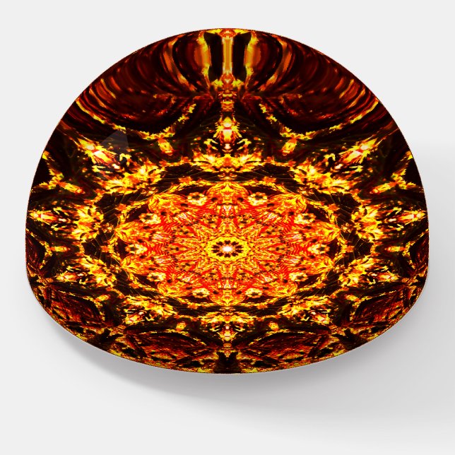 Intricate Orange Stars Paperweight (Angled)