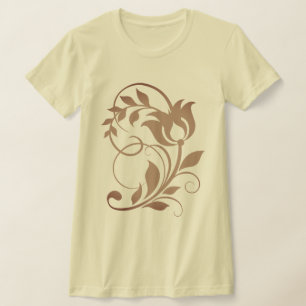 Intricate Ornate Botanical Tulip Flower Design T-Shirt