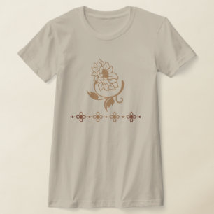 Intricate Ornate Sunflower and Floral Divider Desi T-Shirt