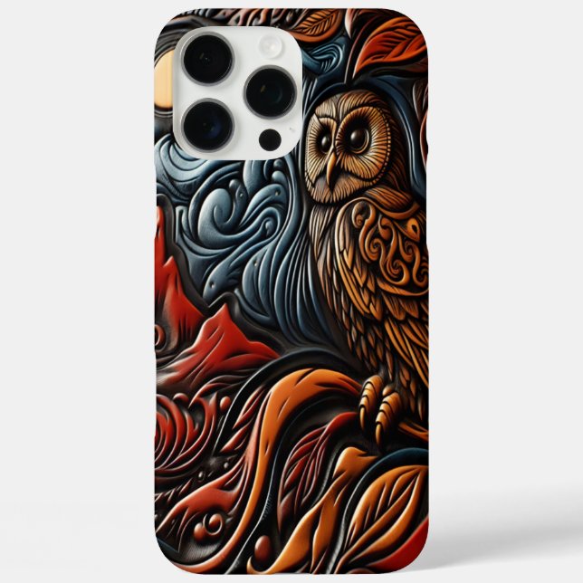 Intricate Owl Carving Amidst Mountains and Sun Case-Mate iPhone Case (Back)