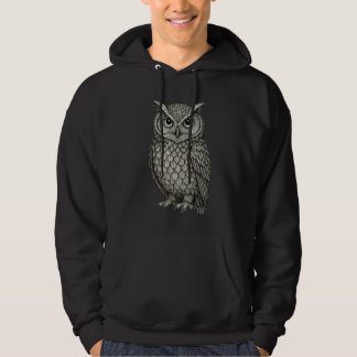 Intricate Owl Line Art Design Hoodie