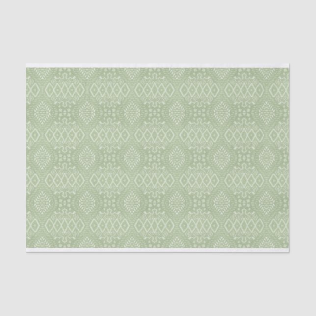 INTRICATE PASTEL GREEN PATTERNS TISSUE PAPER (Front)