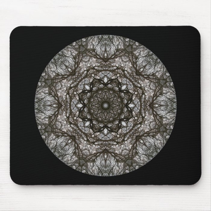 Intricate pattern. Decorative design. Black Mousepads