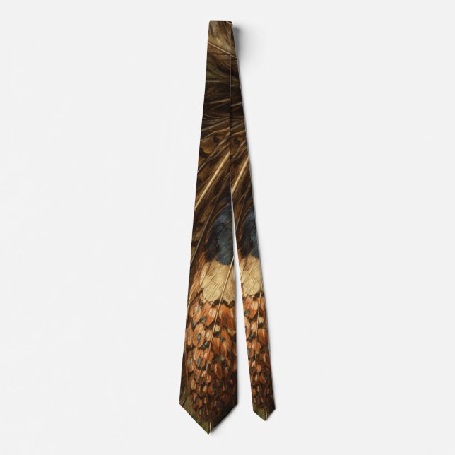 Intricate pheasant feather close-up neck tie (Front)