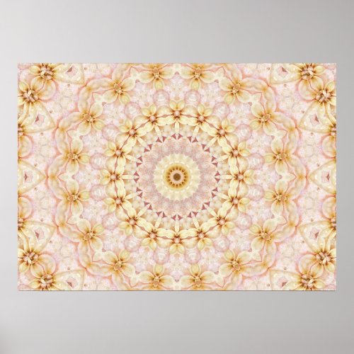 Intricate Pink and Yellow Mandala Kaleidoscope Poster
