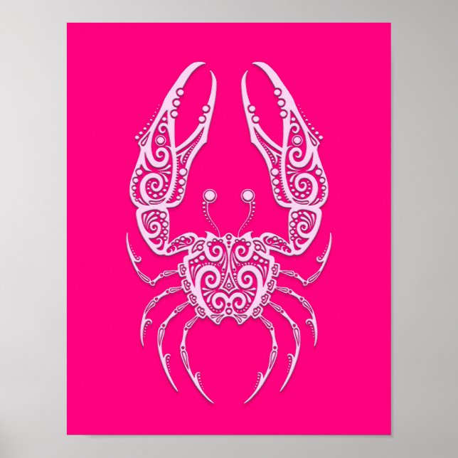 Intricate Pink Cancer Zodiac Poster (Front)