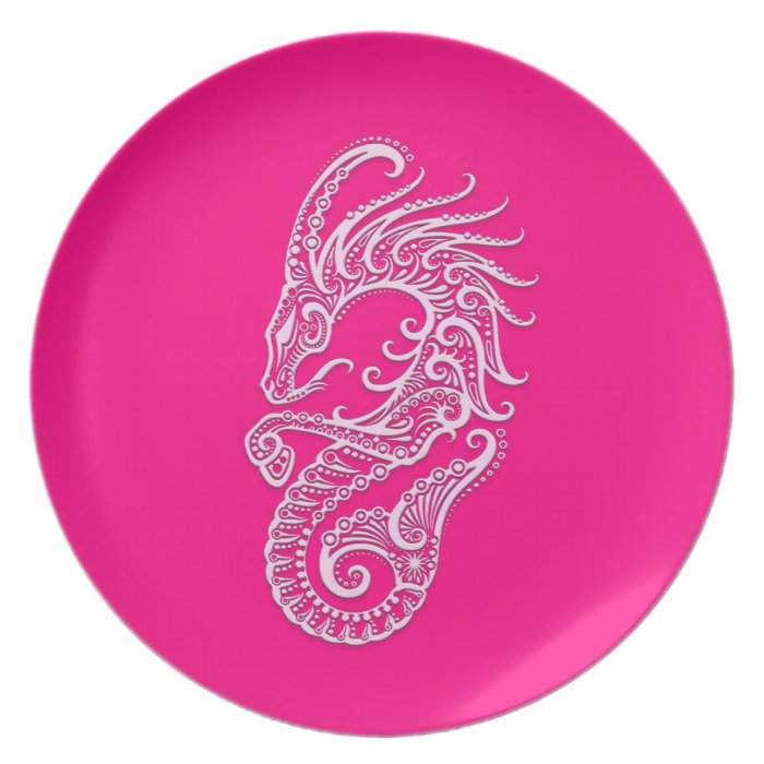 Intricate Pink Capricorn Zodiac Plates