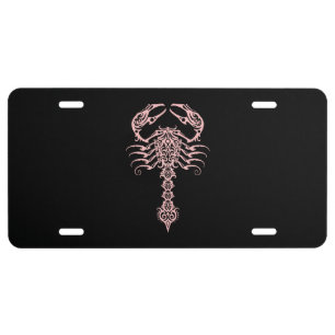 Intricate Pink Tribal Scorpion License Plate