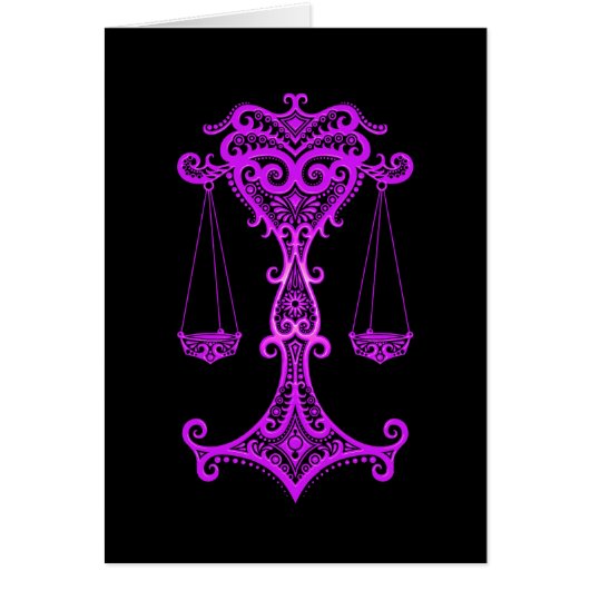 Intricate Purple Libra Zodiac on Black Cards (Front)