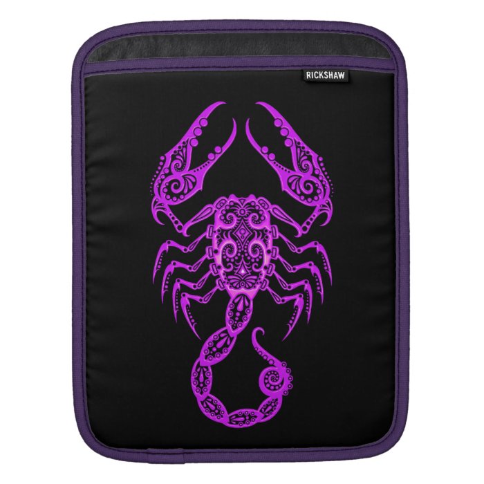 Intricate Purple Scorpio Zodiac on Black iPad Sleeves