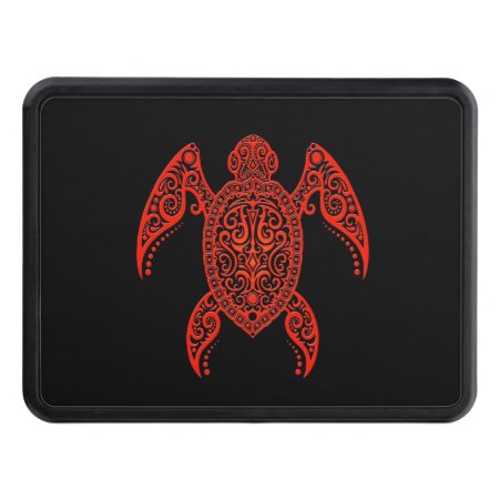 Intricate Red And Black Sea Turtle Hitch Cover