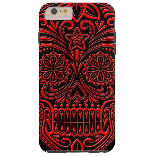 Intricate Red and Black Sugar Skull Tough iPhone 6 Plus Case