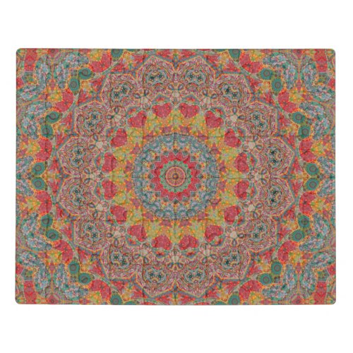 Intricate Red and Turquoise Mandala Acrylic Jigsaw Puzzle