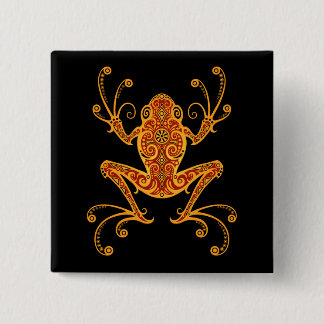 Intricate Red and Yellow Tree Frog Button
