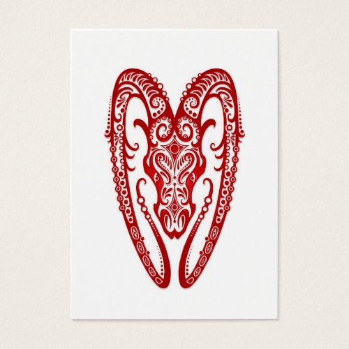 Intricate Red Aries Zodiac on White Business Card Templates