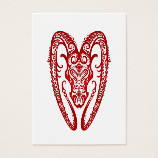 Intricate Red Aries Zodiac on White (Front)