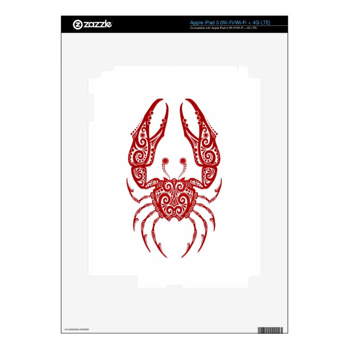 Intricate Red Cancer Zodiac on White Skin For iPad 3