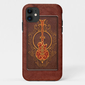 Intricate Red Leather Guitar iPhone 11 Case