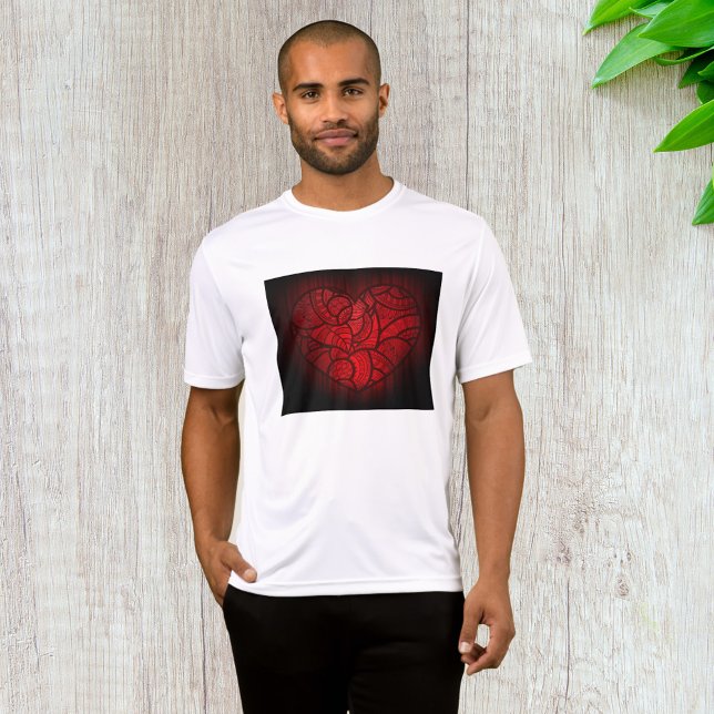 Intricate Red Mandala Heart Romantic Boho Pattern  T-Shirt (Creator Uploaded)