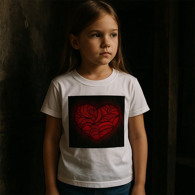 Intricate Red Mandala Heart Romantic Boho Pattern  T-Shirt (Creator Uploaded)